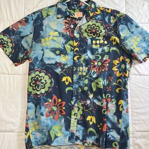 Lost Enterprises Men’s Vintage Abstract Floral Print Button Shirt Large